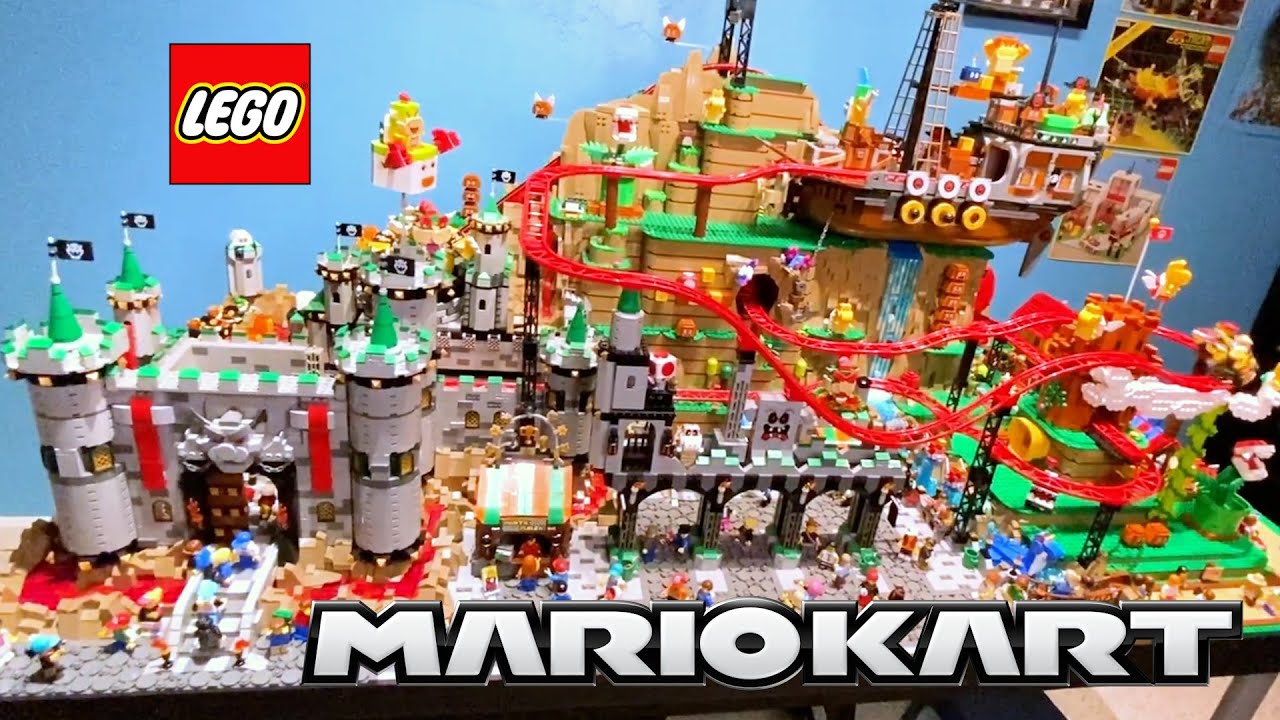 Huge LEGO Mario Kart Roller Coaster with Custom Characters