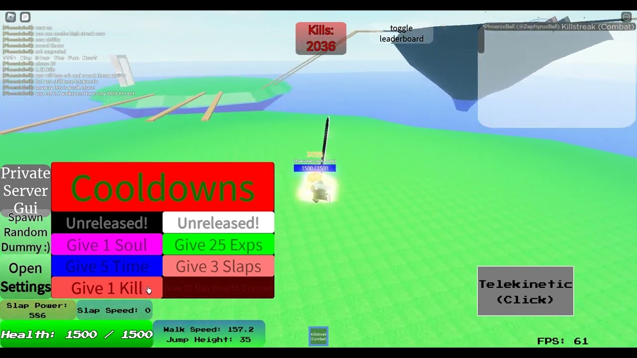 Killstreak combat all phase showcase (slap battles combat)