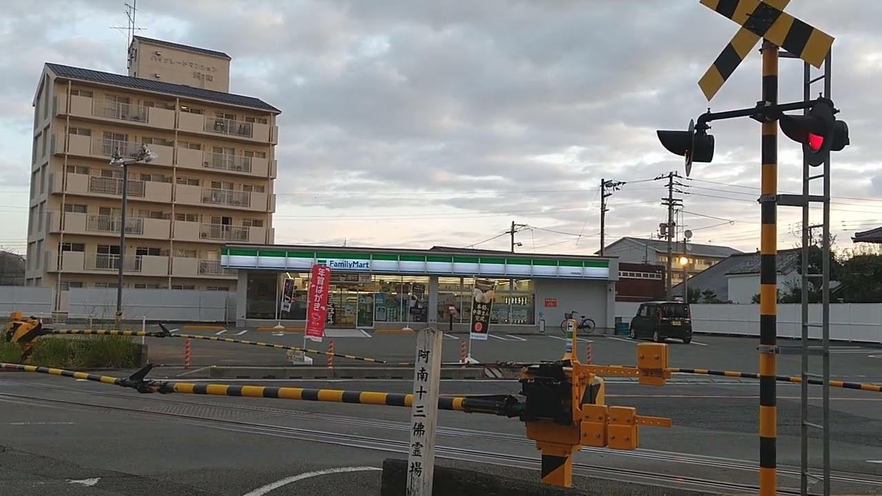 踏切を通過する、桑野駅始発の回送列車。