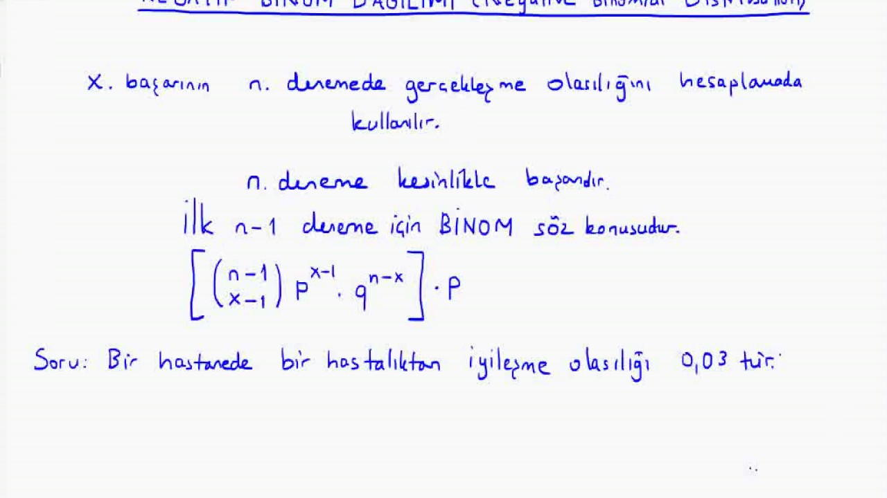 Olasılık ve İstatistik : Negatif Binom Dağılımı (Negative Binomial Distribution) (www.buders.com)