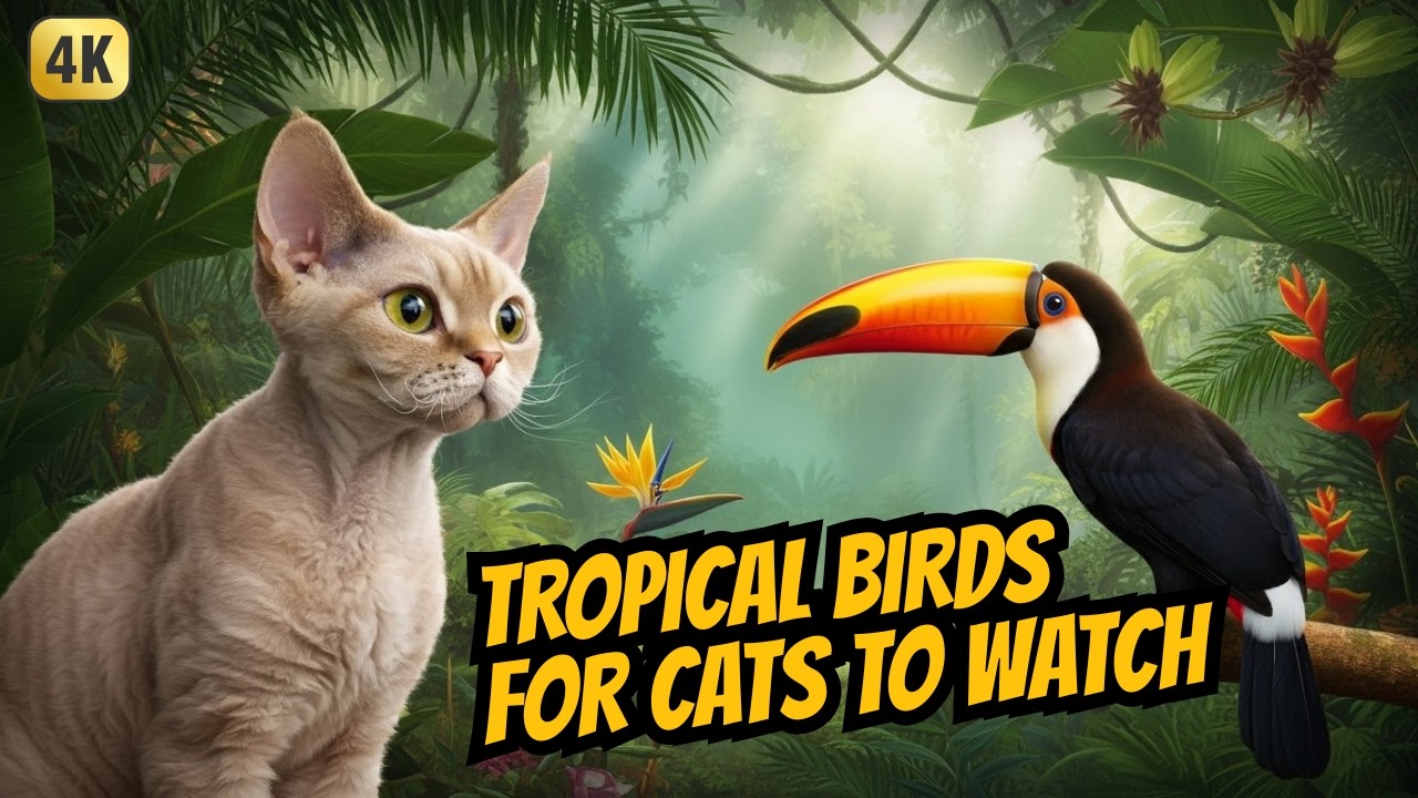 🦜 Cat TV - Tropical Birds for Cats to Watch in 4K
