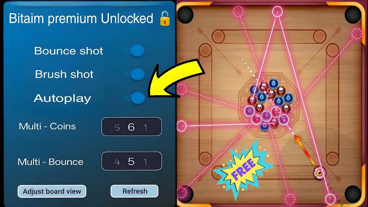 Bitaim New Update Free 🥳 Carrom Pool New Aim App Autoplay How To Use Free 😱
