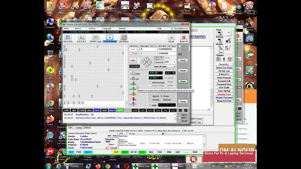 SEDIV POWERFULL 2024 TOSHIBA HDD CUTTING BADZONE BY ADDING TO SUBZONE BY ONE CLICK