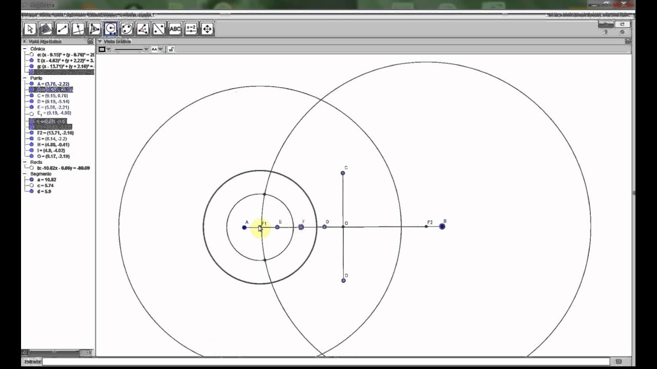 Elipse dados los ejes reales. Focos y puntos