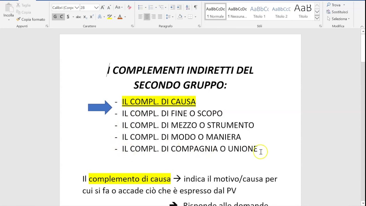 Lezione grammatica   -COMPLEMENTO DI CAUSA-