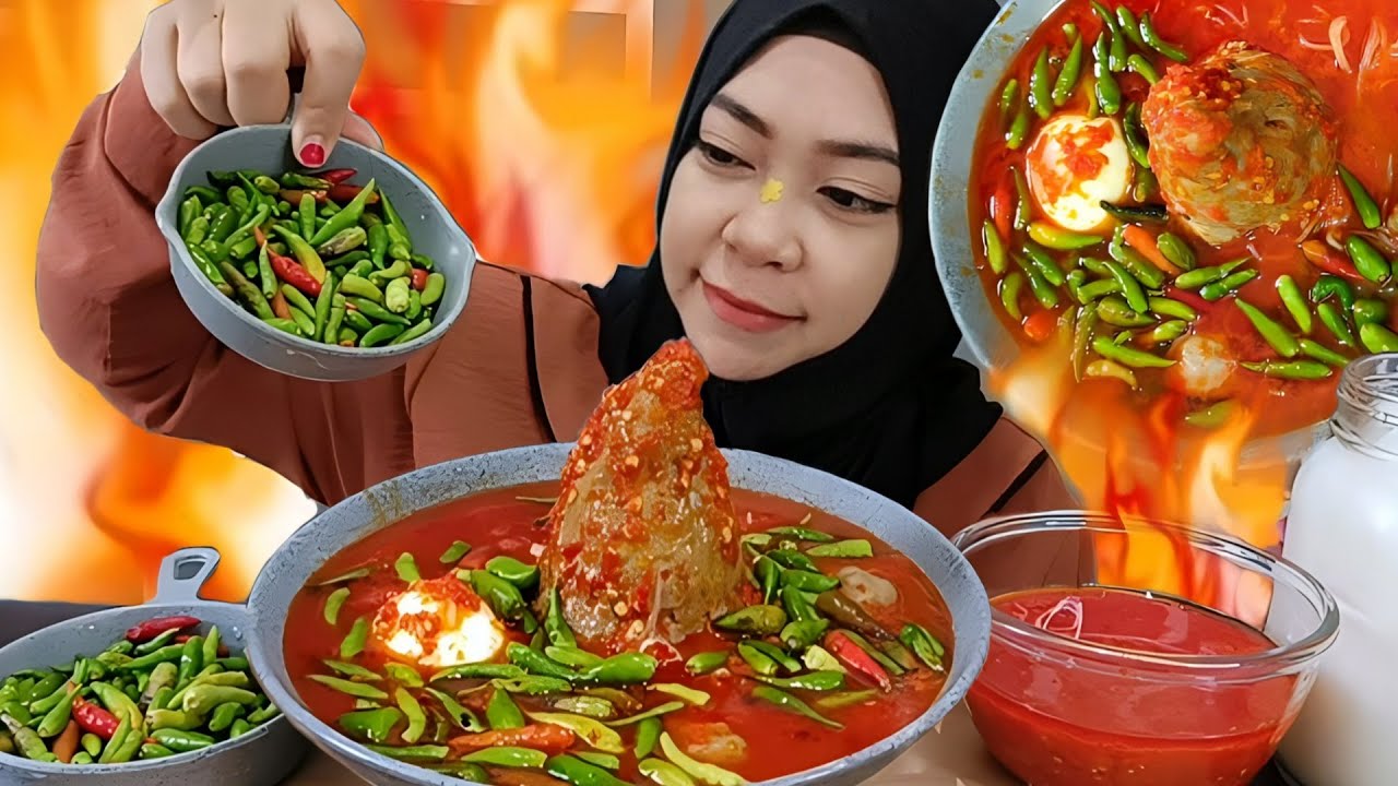 nikmat nya bakso corong pedas extra cabe | asmr mukbang Indonesia