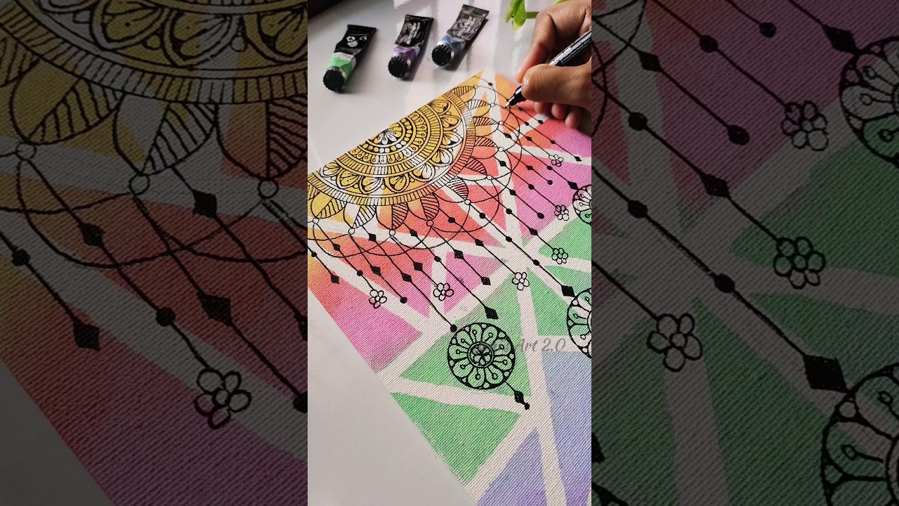 Try this!😮 Creative canvas painting ideas💡#art #bohoart #shortsvideo #abstractart #mandala #canvas