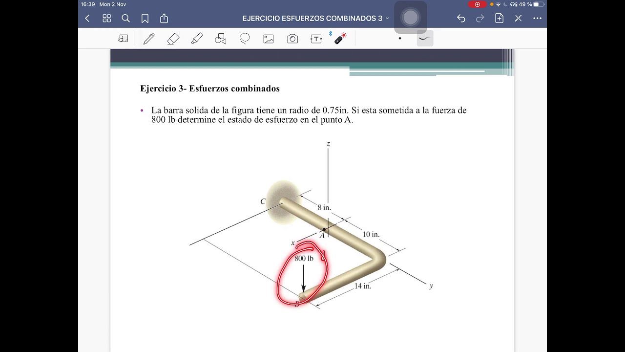 EJERCICIO 3 _ ESFUERZOS COMBINADOS _ Mec&aacute;nica de Materiales I