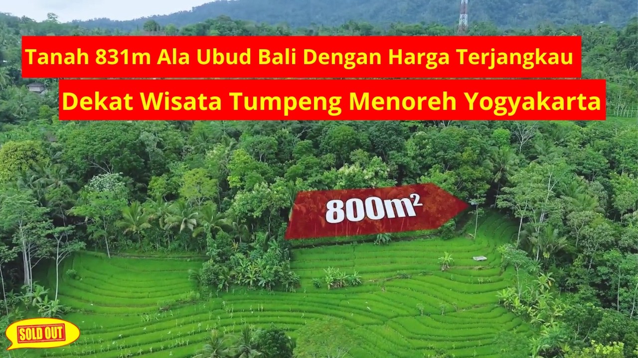 Tanah 831m Ala Ubud Bali Dengan Harga Tanah Terjangkau, Dekat Wisata Tumpeng Menoreh Yogyakarta
