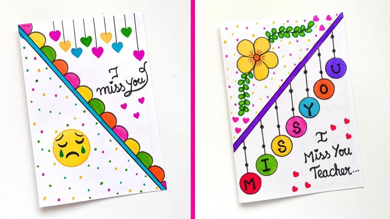 2 Miss You Card Ideas 😢 | White Paper Miss You Greeting Card Ideas | How to Make Cute Miss You Card