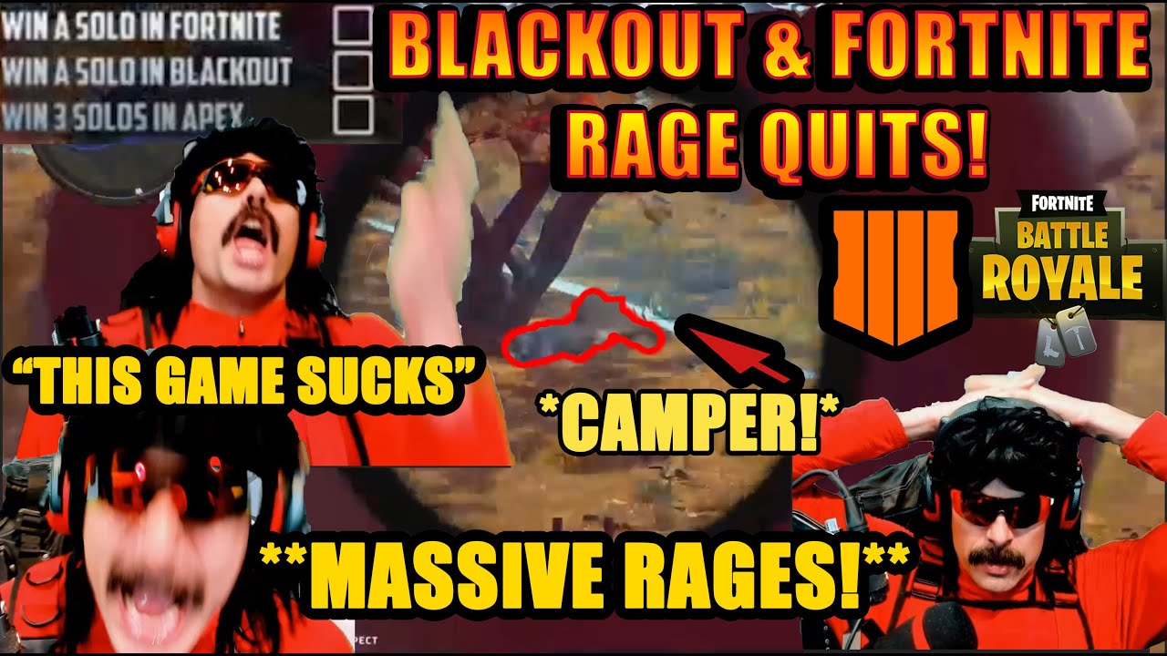 DrDisrespect RAGE QUITS Fortnite & Blackout BACK TO BACK! -Triple Threat Challenge! (Timestamped)