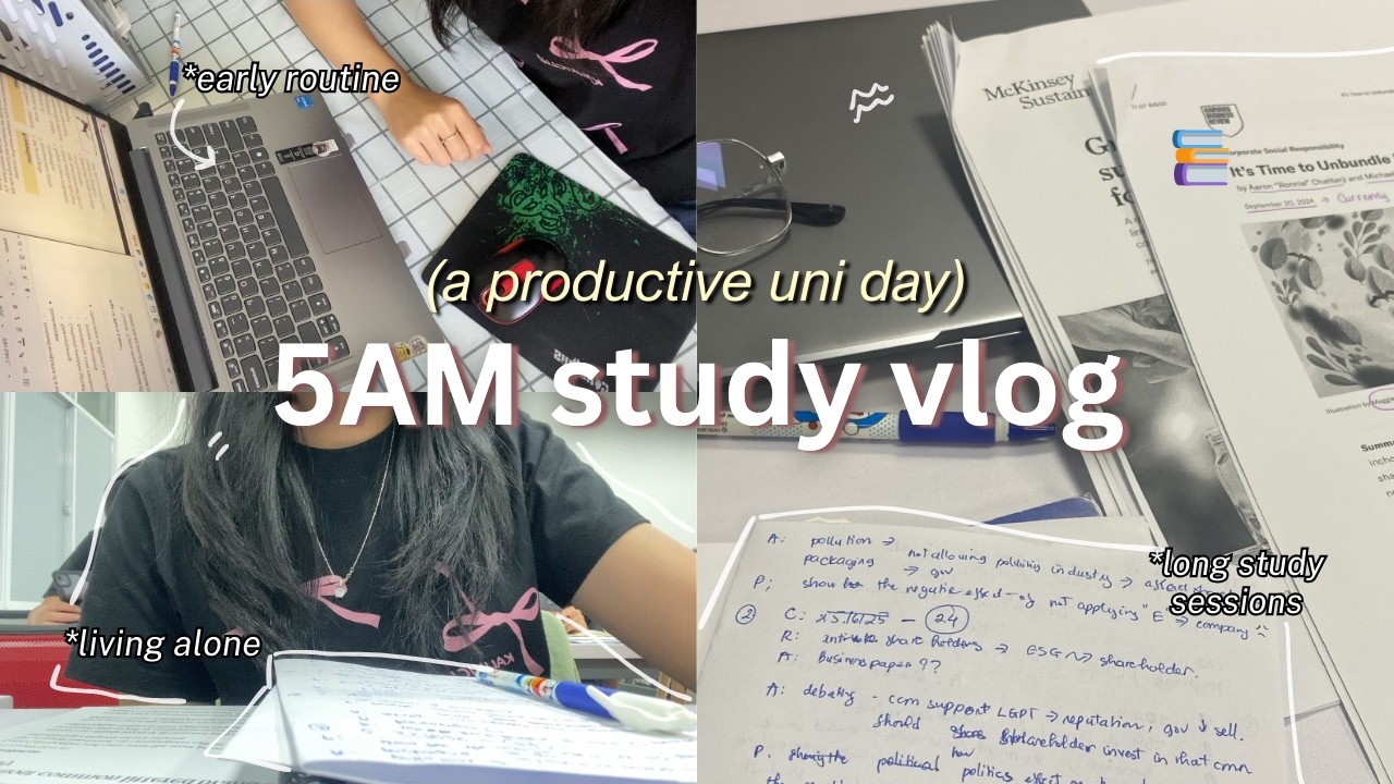5AM productive day in my life ⋆˚| morning routine, uni classes, daily life