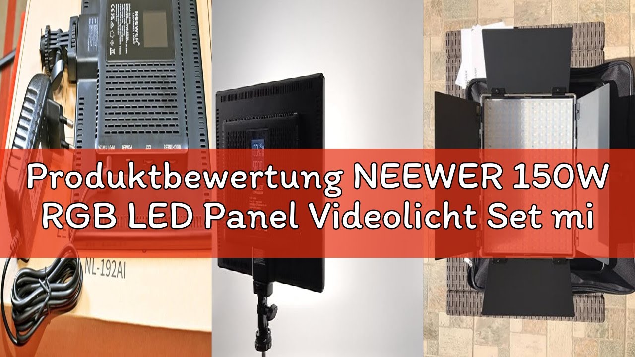 Produktbewertung NEEWER 150W RGB LED Panel Videolicht Set mit Barn Doors, 1800 LED, 42500Lux bei 0,5
