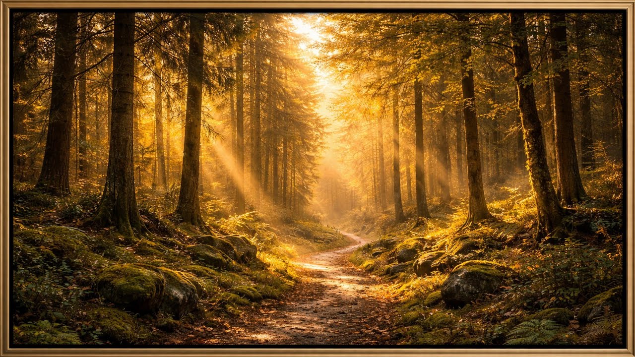 Golden Forest I 🌳 Framed Nature Art for TV | Relax • Breathe • Enjoy | Timeless Calm Gallery