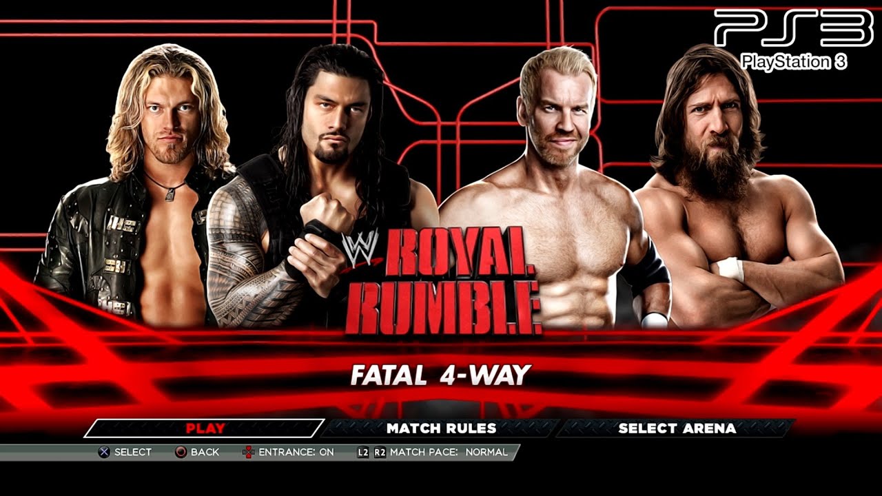 WWE 2K15 PS3 - Роман Рейнс против Кристиана против Эджа против Дэниела Брайана - Четверной бой [2...