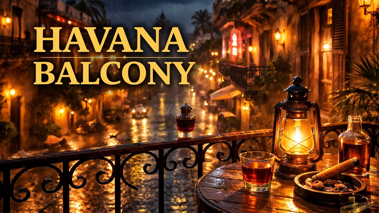 Rainy Havana Balcony ☔ Vintage Cuban Jazz | 1940s Havana Night Ambience