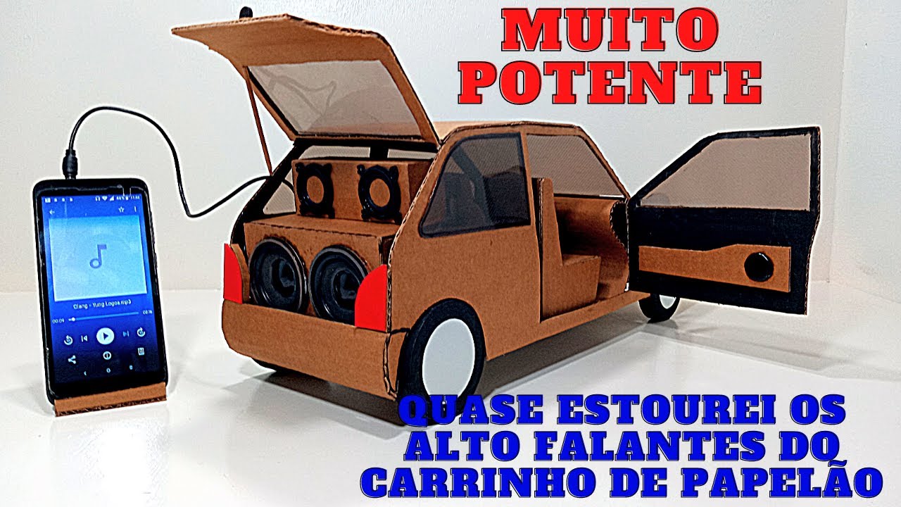 COMO FAZER UM INCRÍVEL MINI GOL BOLA  DE PAPELÃO COM SOM POTENTE  E  UM MÓDULO AMPLIFICADOR CASEIRO