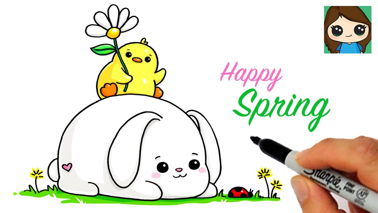 How to Draw a Bunny and Duck 🐰🐥🌼 Happy Spring Art