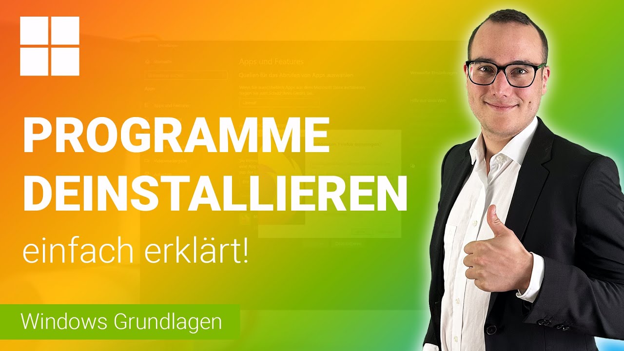 PROGRAMME deinstallieren einfach erkl&auml;rt | Lerne Windows (Grundfunktionen) ✅