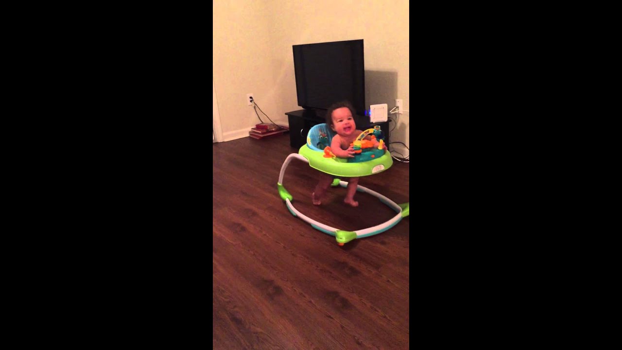 5 month old baby walking in walker
