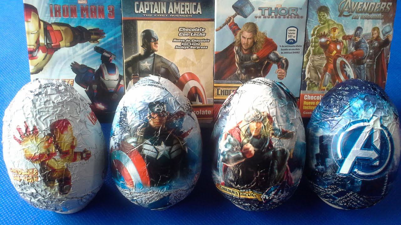 Huevos Kinder Avengers, Thor, Capitan America y Iron Man en español