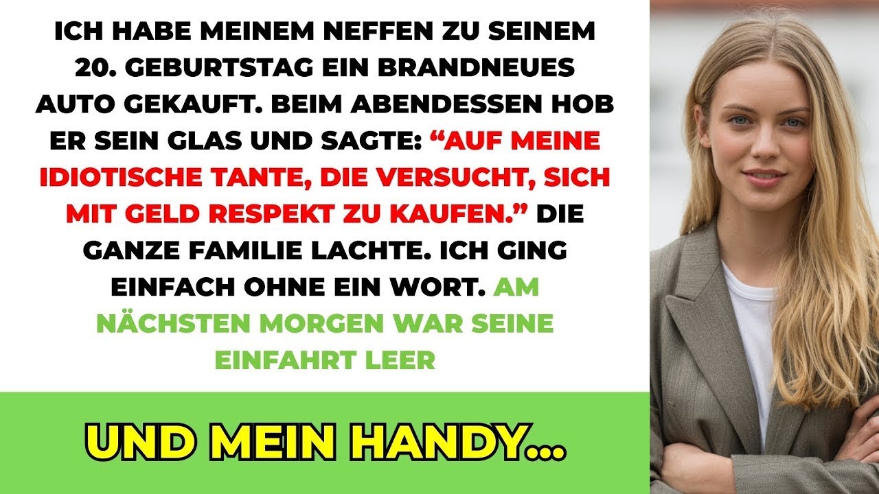Ich Kaufte Meinem Neffen Zum 20  Geburtstag Ein Neues Auto  Beim Essen Hob Er Sein