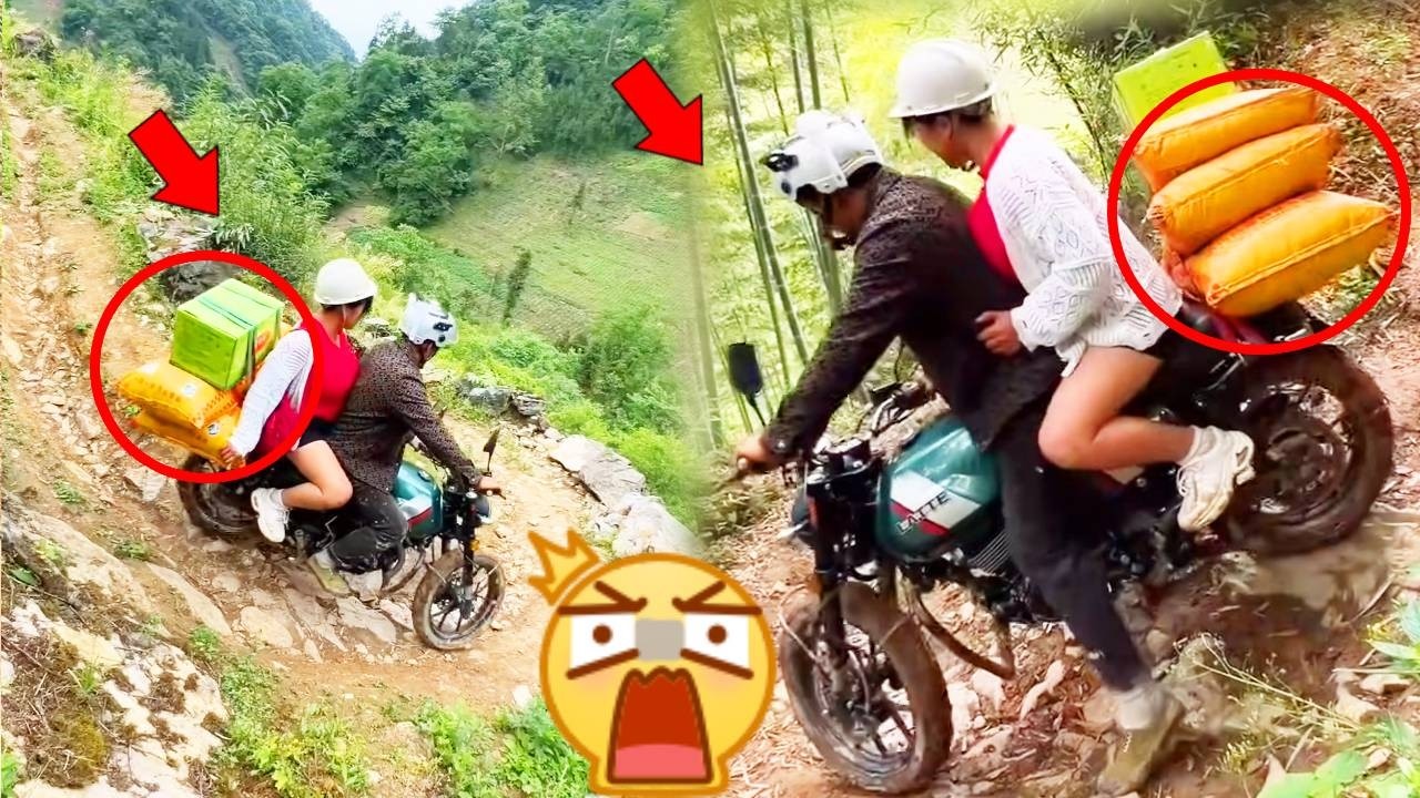 Motorcycle driver carries passengers and 8,000 pounds of cargo down a treacherous mountain.#funny