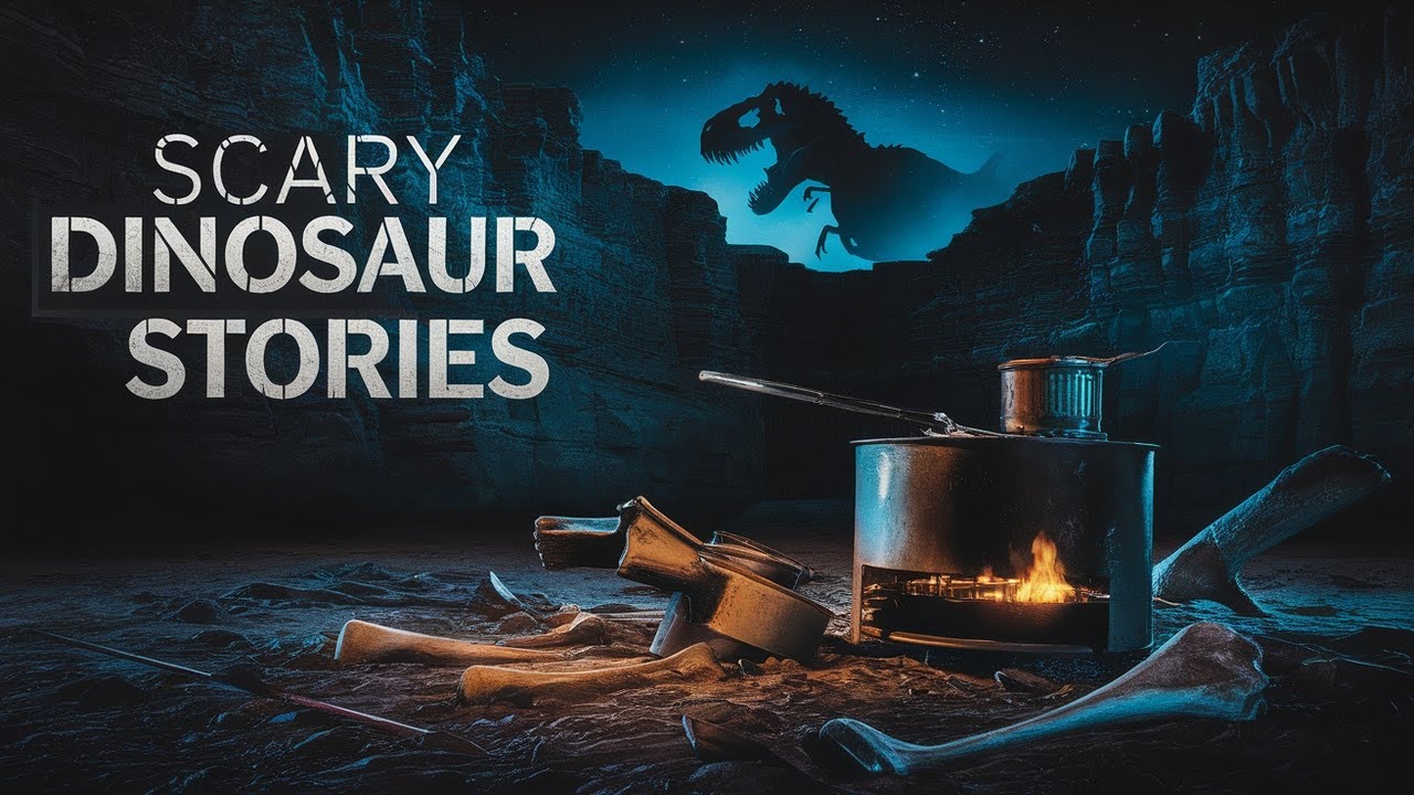 Scary DINOSAUR Stories for Sleep with Rain Sounds | Black Screen & No Ads