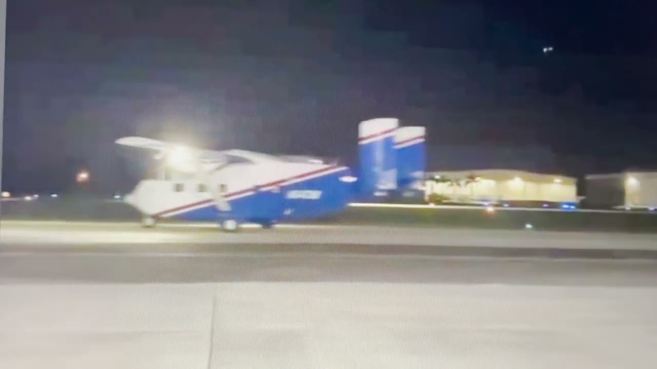 Skyvans at night