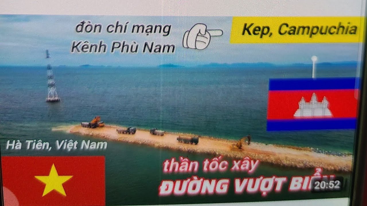 Việt Nam quá Thàn Tốc Trăm Xe Làm Đường Vượt Biển ra cảng Hà Tiên