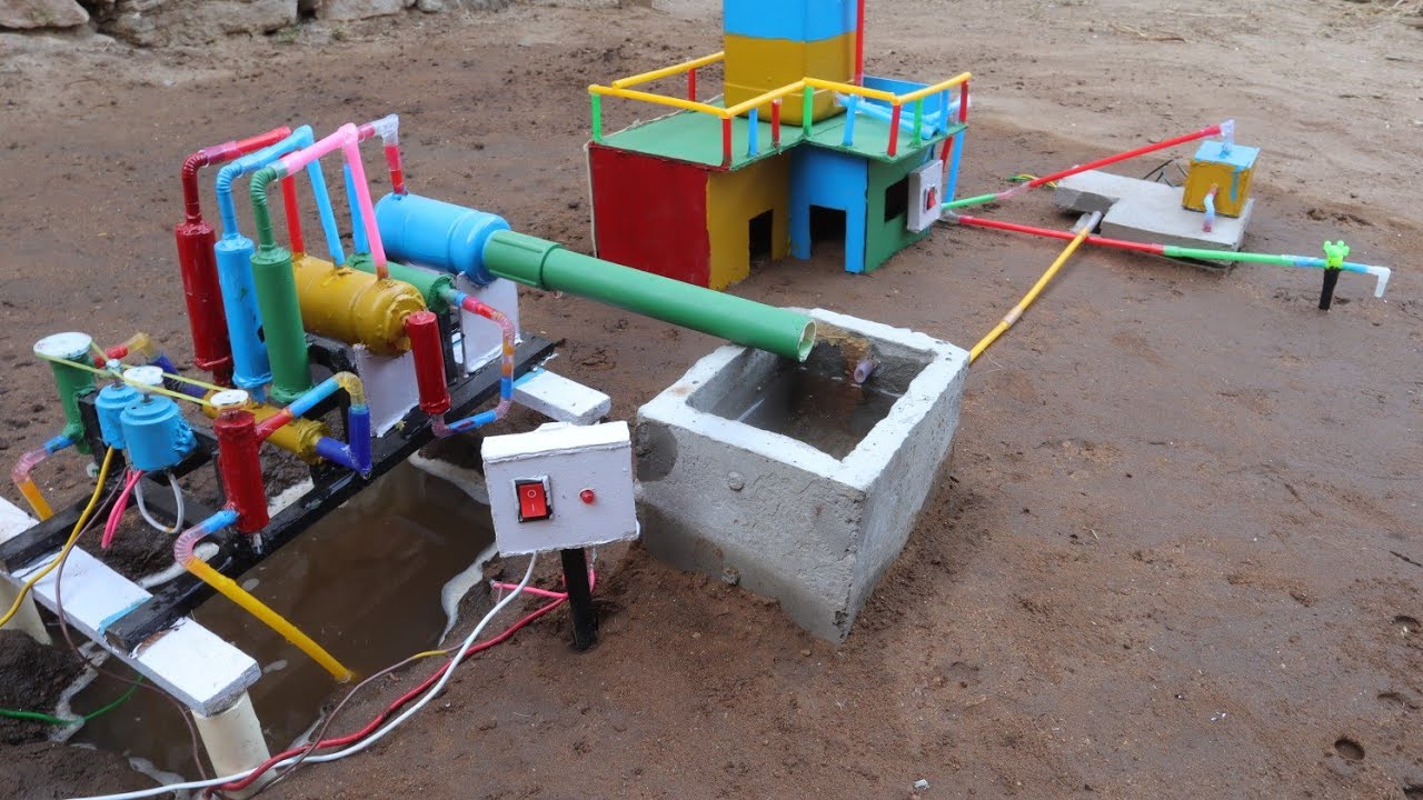How to make water filter machine | science project | home water tank electric motor pump