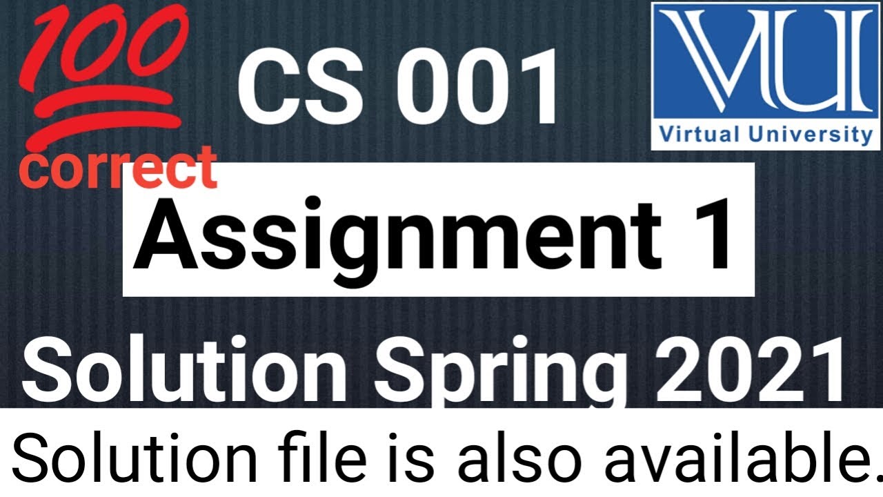 cs001 Assignment 1 Solution || Spring 2020