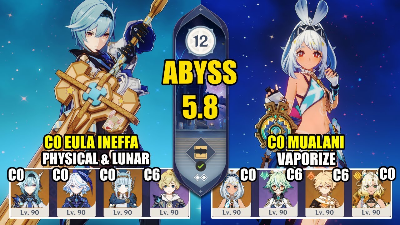 【Genshin Impact Бездна 5.8】C0 Эола Инеффа Физ.Лунар Чардж & C0 Муалани Пар｜原神 Spiral Abyss