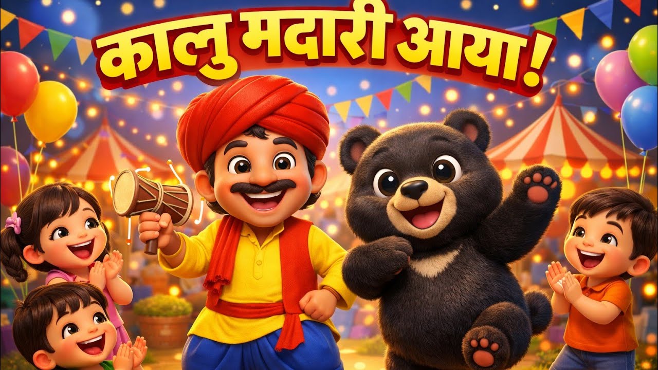 कालू मदारी आया | नाचता भालू और डम डम डमरू | मजेदार हिंदी बाल कविता | #हिंदीRhymeswithTashuTV