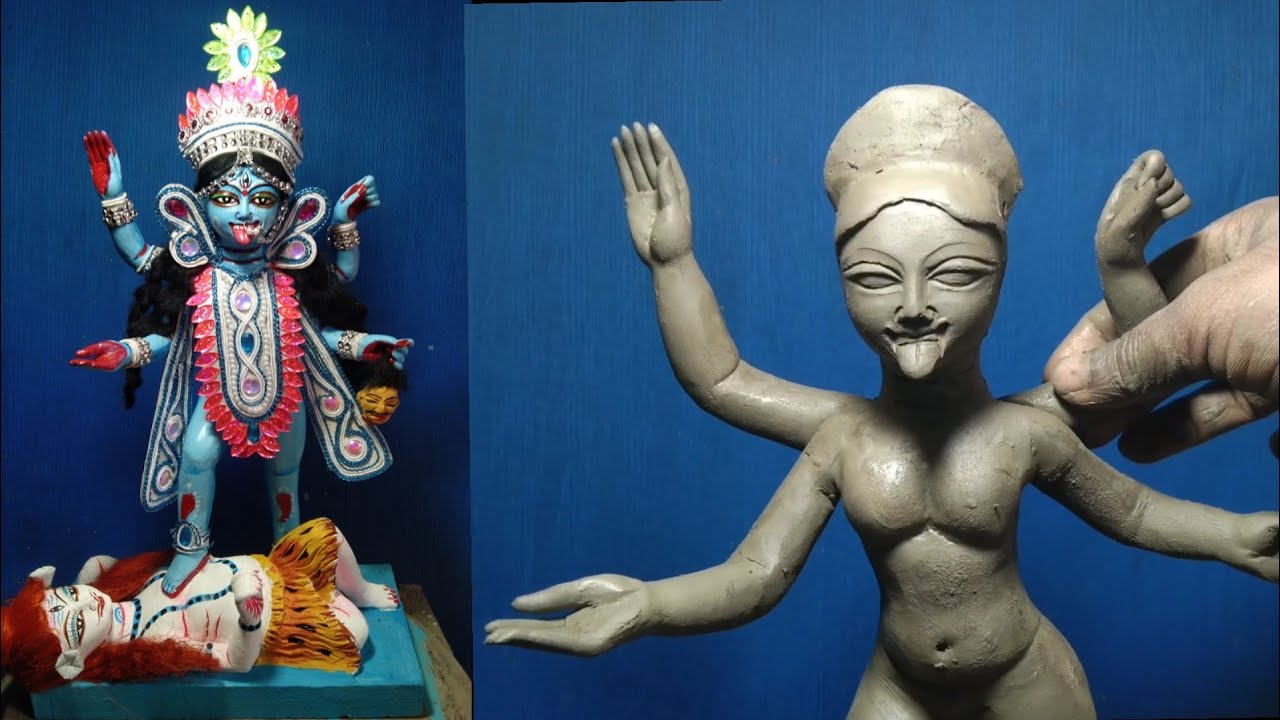 Small kali murti making/How to make small kali idol/ kali murti banana/Kali murti making with clay.