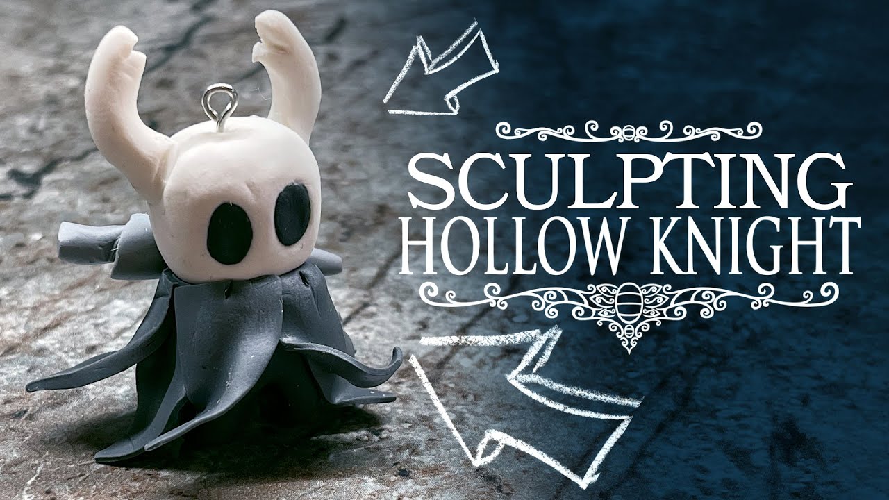 a very spoopy hollow knight 👻 in polymer clay.