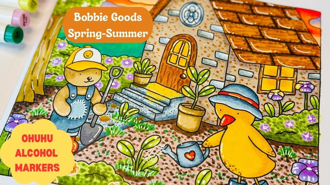 Color with Me |Bobbie Goods Spring-Summer Adult Coloring Book |Ohuhu Alcohol Markers 