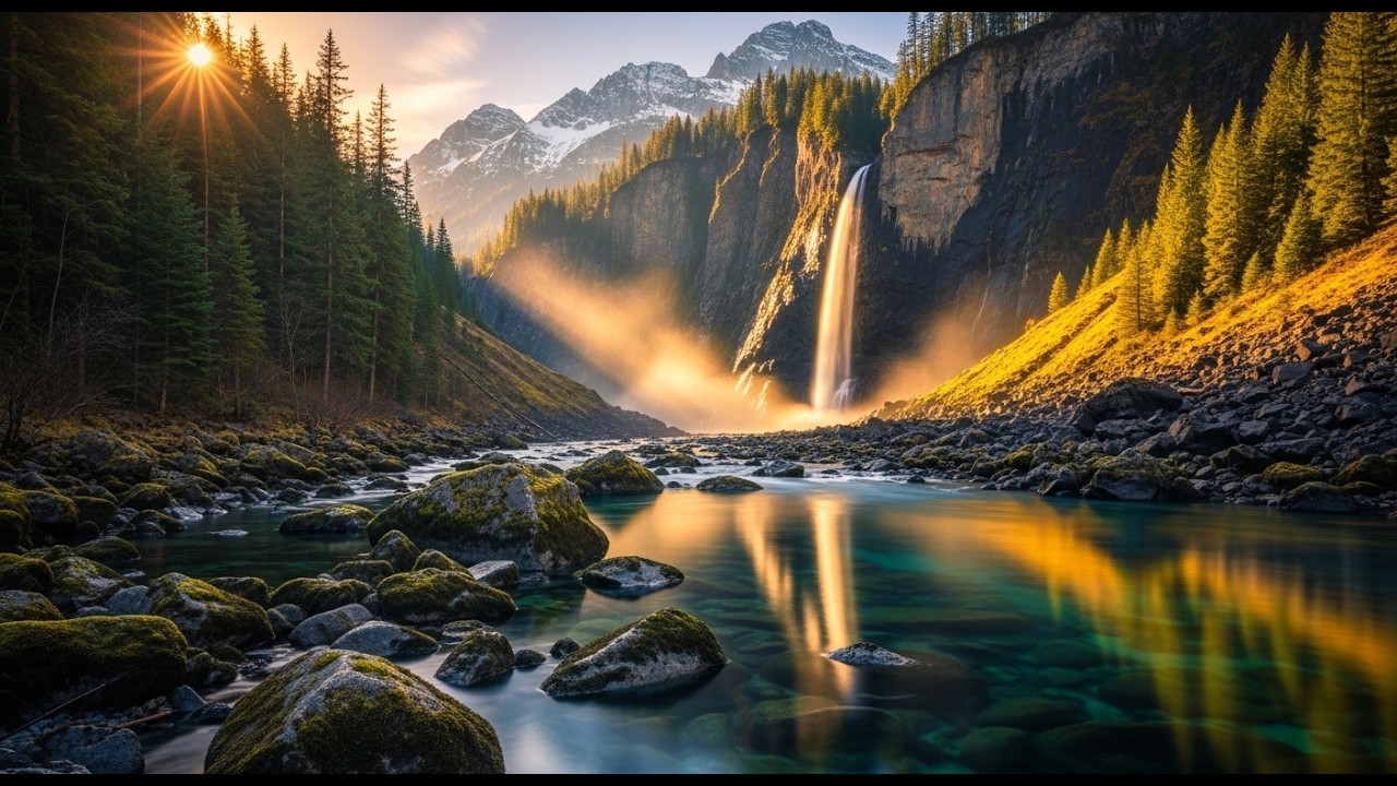 Whispering Waters of the Alpine Dream | Serenity Falls – Calm Mind | moonlight relaxing music