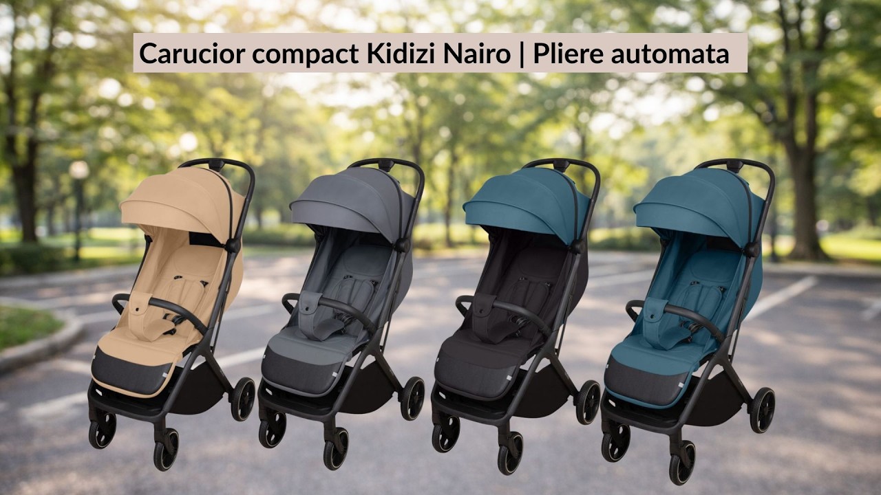 Carucior compact Kidizi Nairo | Pliere automata | Usor, sigur, 4 culori disponibile