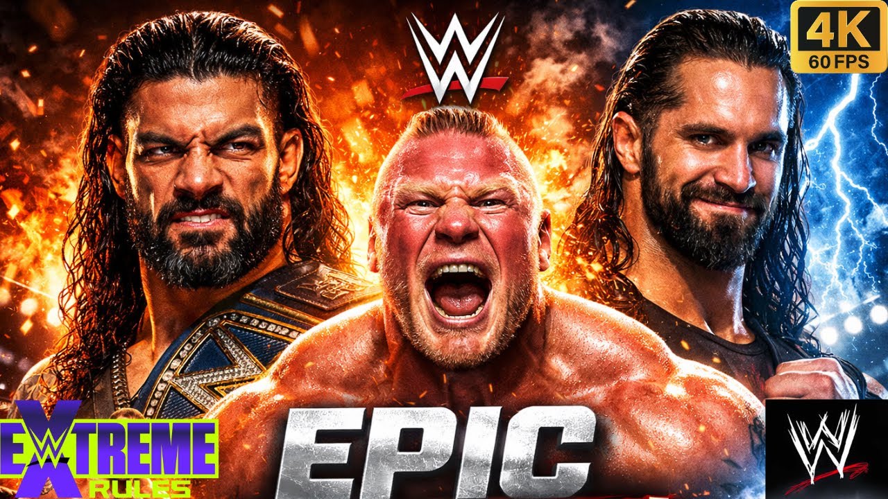 Full Match - Brock Lesnar Vs Roman Reigns Vs Seth Rollins Extreme Rules #wwe #ps5 #wwe2k25 #gaming