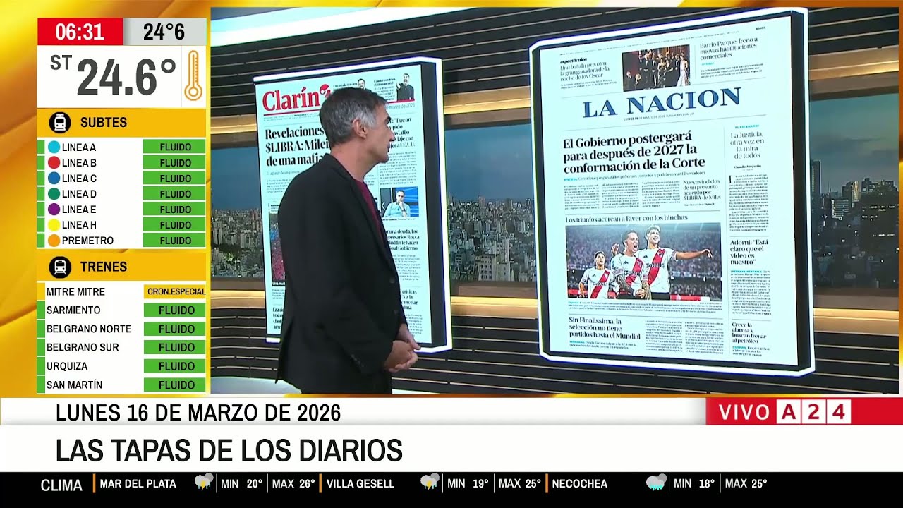 📰 DIARIOS DEL DÍA 16/3: CAUSA LIBRA + VIAJES DE ADORNI + GUERRA EN MEDIO ORIENTE