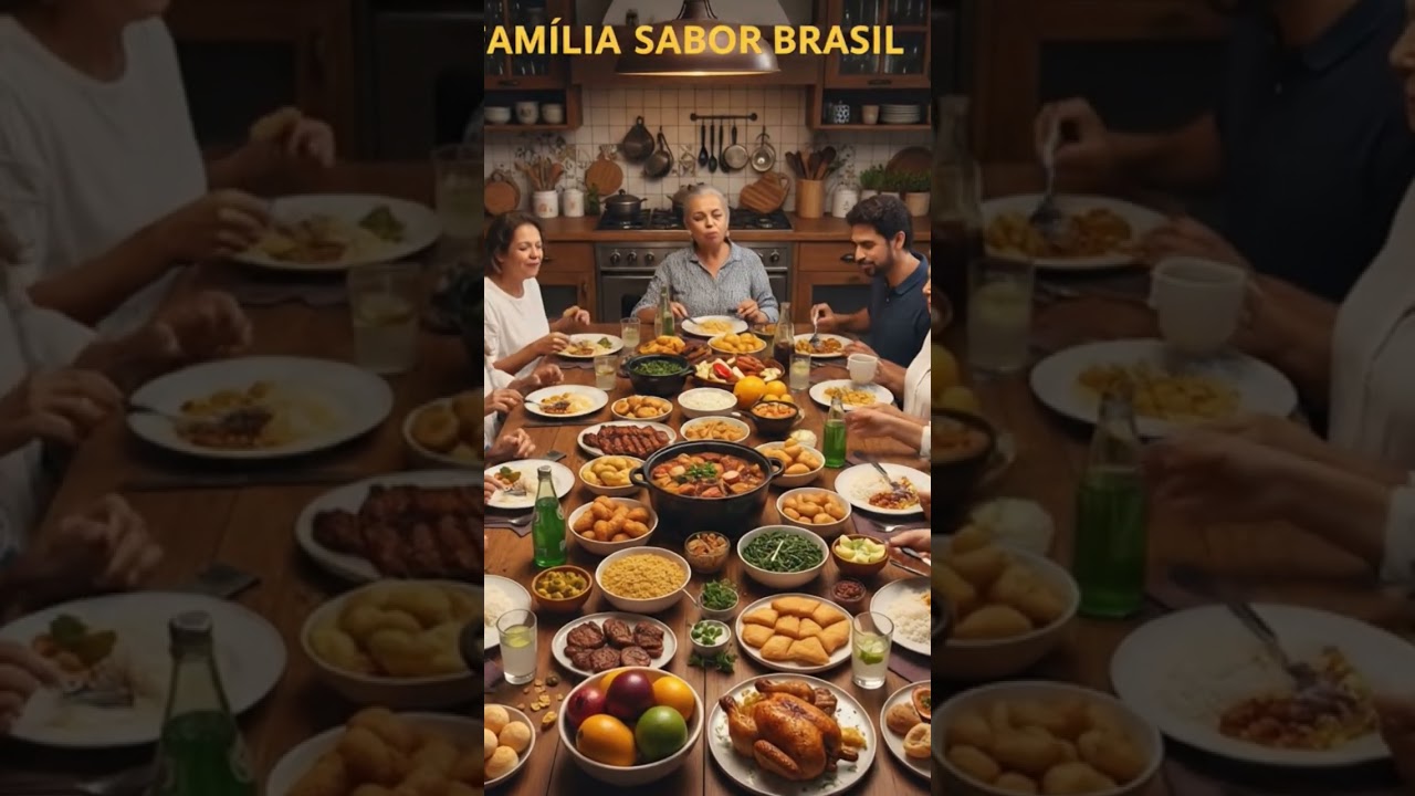 Brazilian full family authentic food Mukbang 