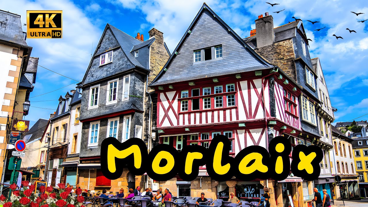 Morlaix,half-timbered houses, a bridge and a harbor to discover，France, Walking tours,4K