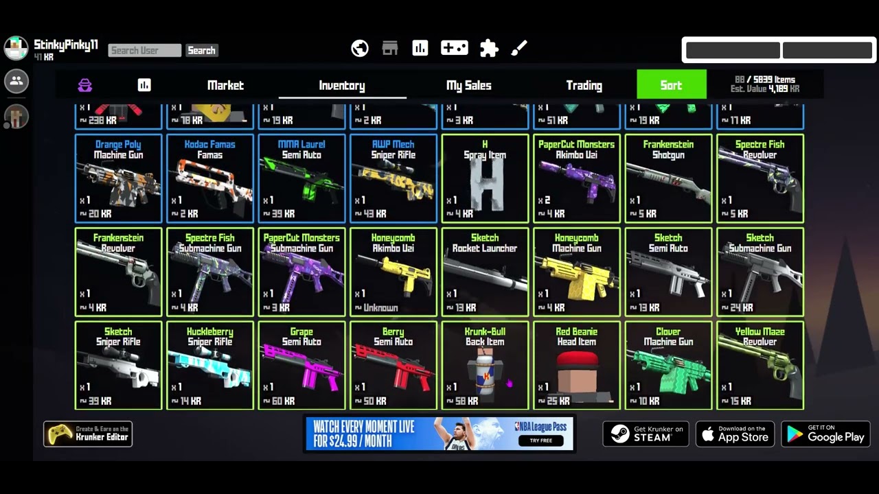 My krunker inventory
