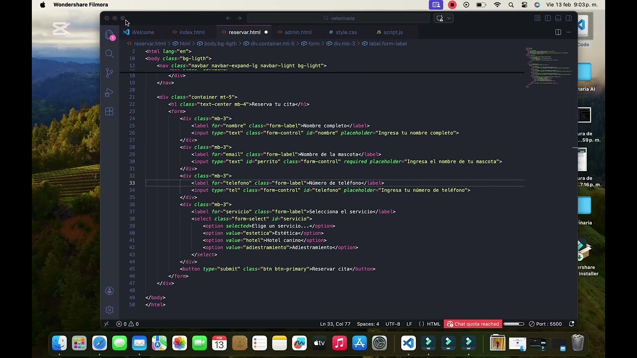 PetShop personalizado con panel de reservar cita y admin