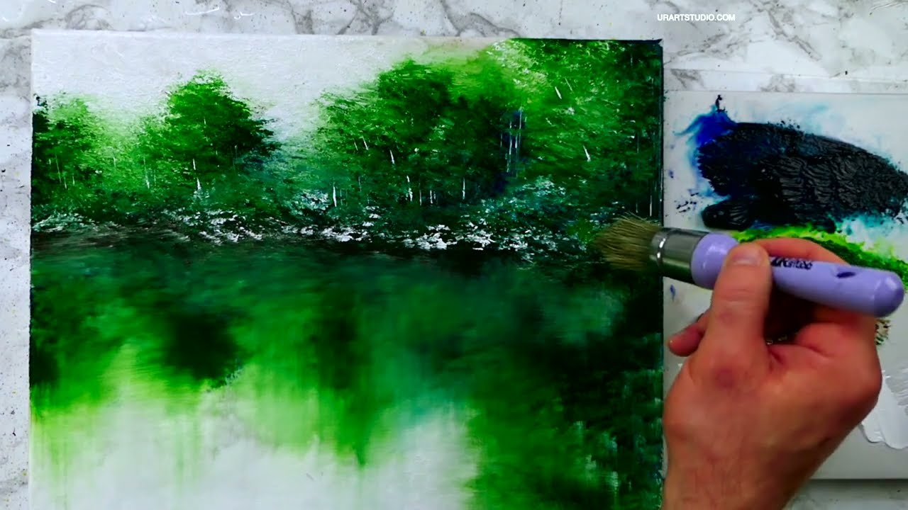 Summer Pond | Landscape Art | Oval Brush Painting Technique
