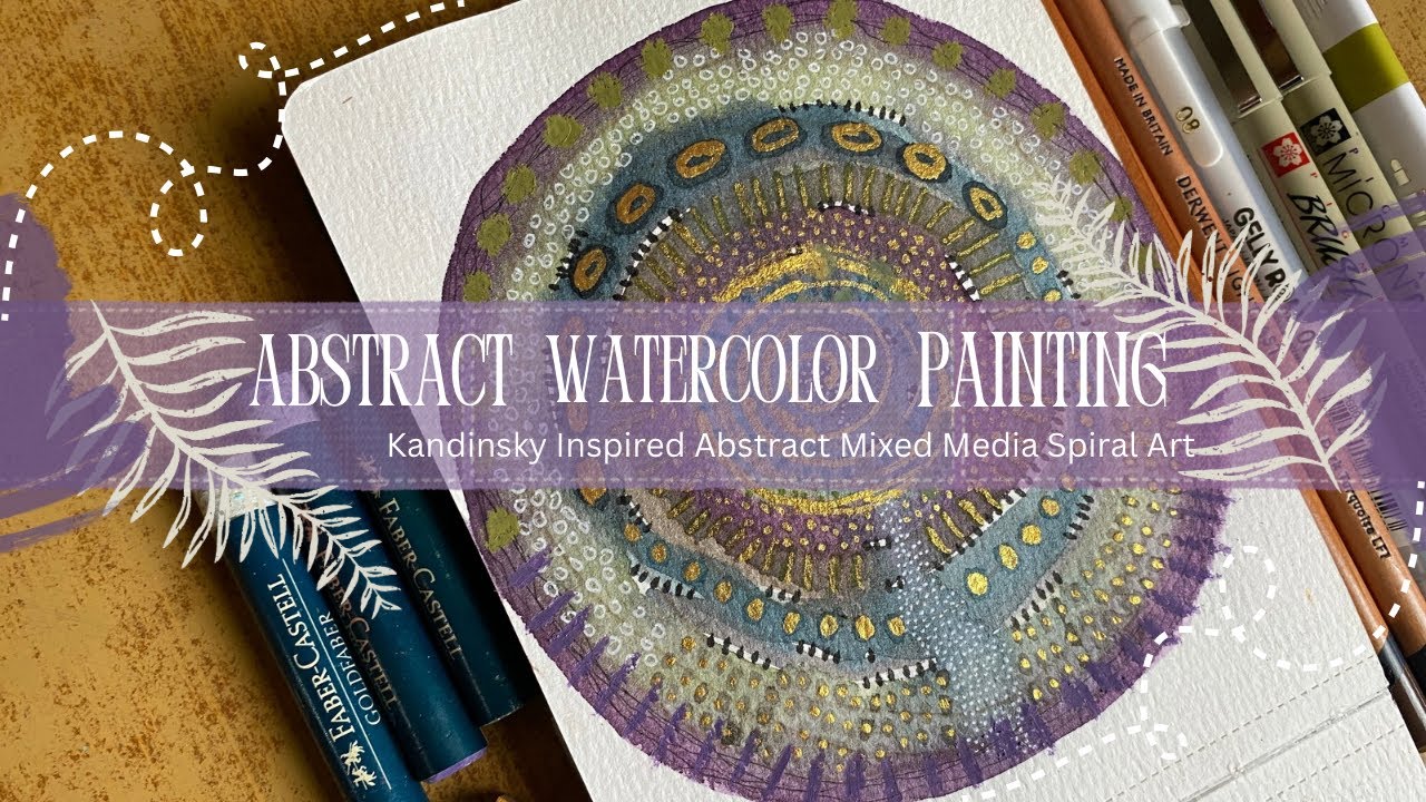 Abstract Mixed Media Watercolor Painting Inspired by Kandinsky | Relaxing Art Process