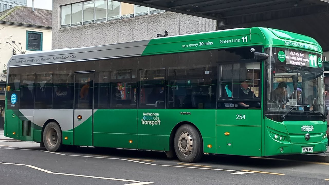 *100% Electric* Nottingham City Transport 254 (YH24 MFJ) Yutong E10 | Green Line 11