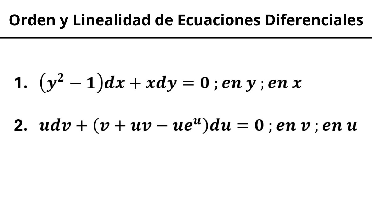 Orden y Linealidad de Ecuaciones Diferenciales | Solucionario Dennis Zill | con Variables Diferentes