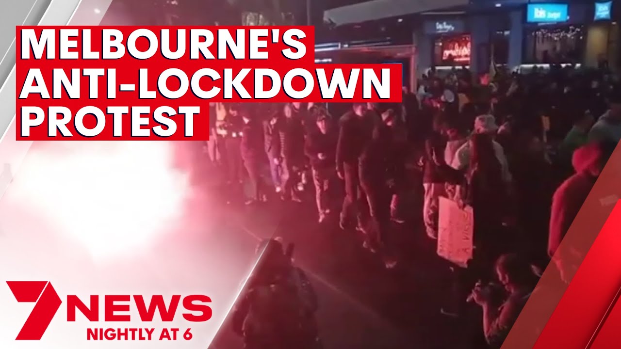 Police outnumbered at Melbourne anti-lockdown protests  | 7NEWS